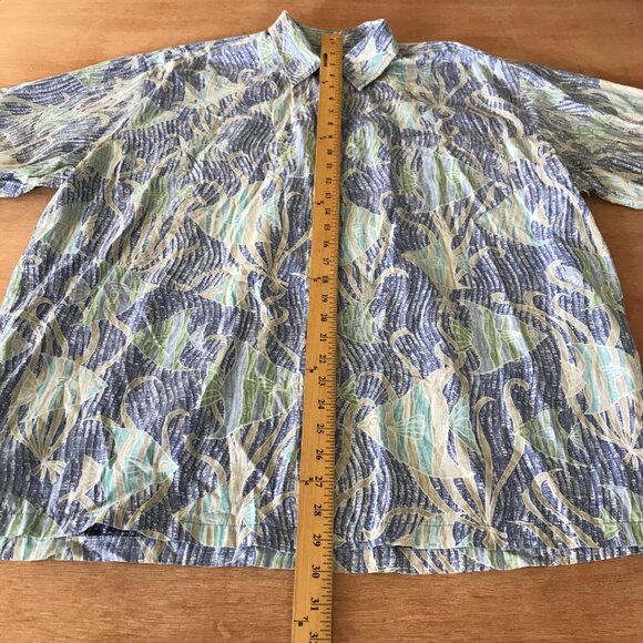 Cooke Street Hawaiian Shirt Men 2XL Blue Fish Print Button Up Pocket Collared - Picture 5 of 12